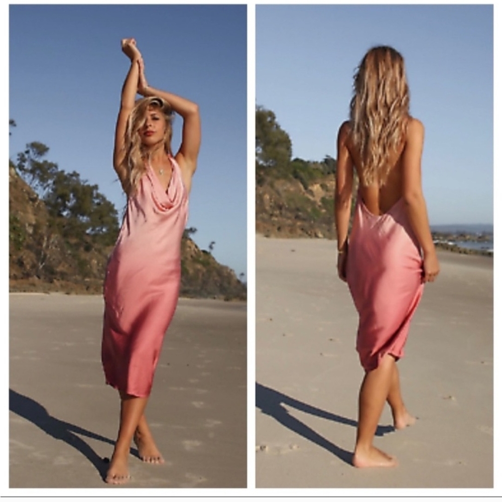 Young Fabulous And Broke Pink Ombre Satin Dress